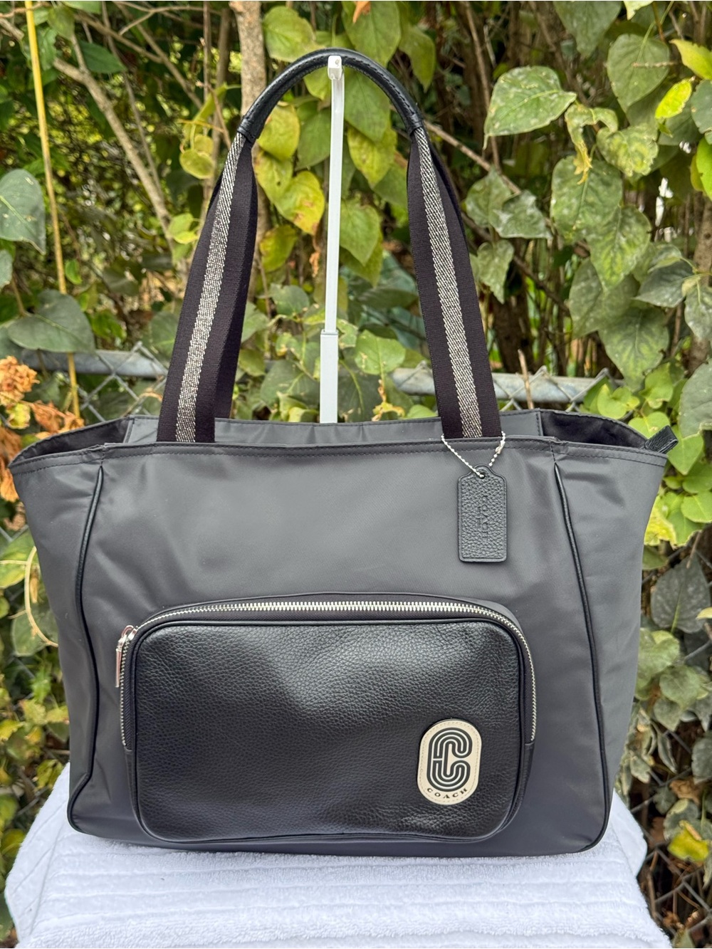 Coach Court Black Tote with Front Pocket